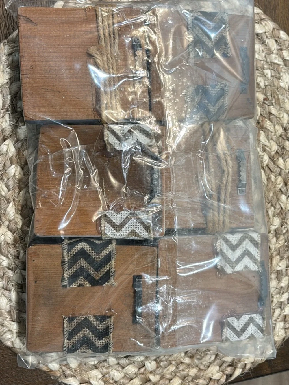 Rustic Gray & White Decorative Wall Hooks with Burlap Accents